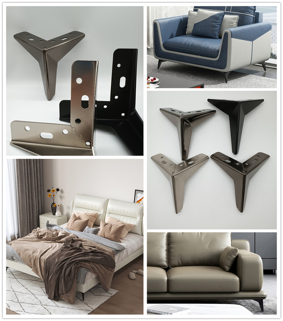 Aparadores de cama cromados metálicos de metal de luxo personalizado de fábrica Pés Móveis Gabinete Sofá Pernas
