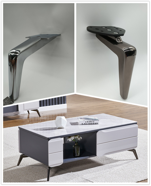 Mesa de armário cônico de metal de alta qualidade, pernas de sofá para móveis cromados